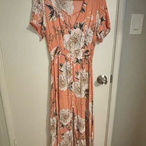 Floral Peach Maxi Dress